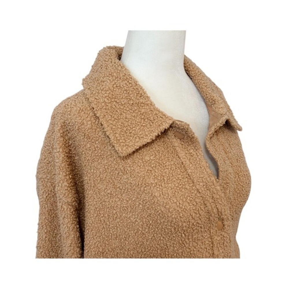 My Style Teddy Sherpa Fleece XL Button Front Shacket Jacket Tan - Picture 3 of 8